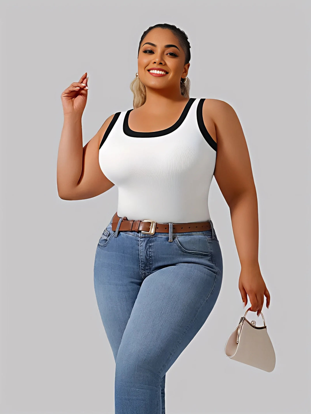 BEKARDO™ | Rosa Plus Size Striped Tanktop With Built-In Bra