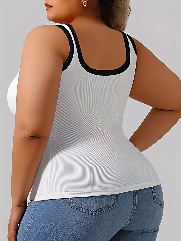 BEKARDO™ | Rosa Plus Size Striped Tanktop With Built-In Bra