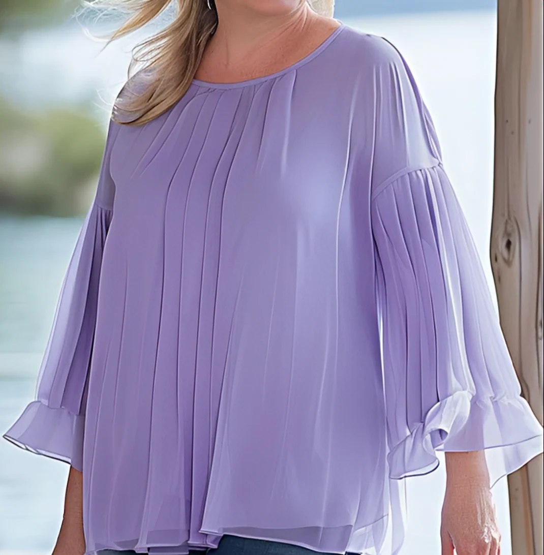 BEKARDO™ | Rosa Purple Pleated Chiffon Shirt