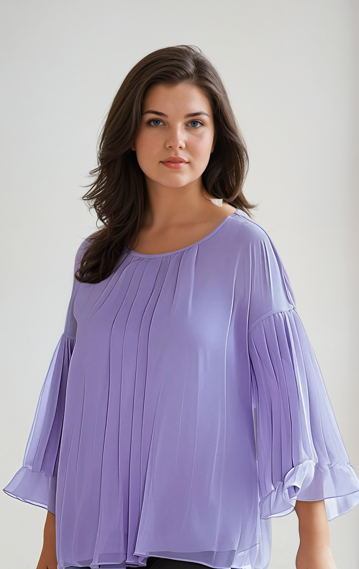 BEKARDO™ | Rosa Purple Pleated Chiffon Shirt