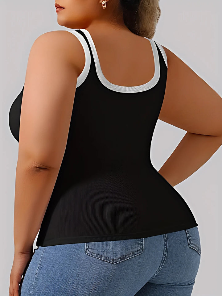 BEKARDO™ | Rosa Plus Size Striped Tanktop With Built-In Bra