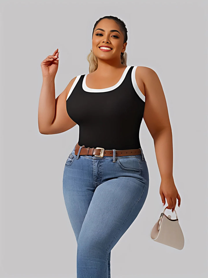 BEKARDO™ | Rosa Plus Size Striped Tanktop With Built-In Bra